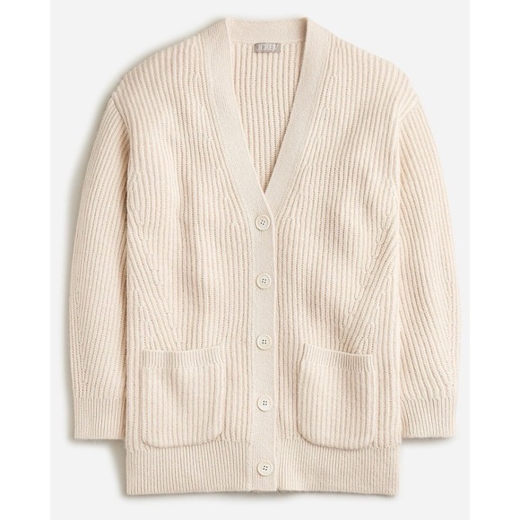 J.CREW Sweaters - J.Crew Ribbed Knit V-neck Cardigan Sweater‎ Fisherman XS Cream Oversized Alpaca